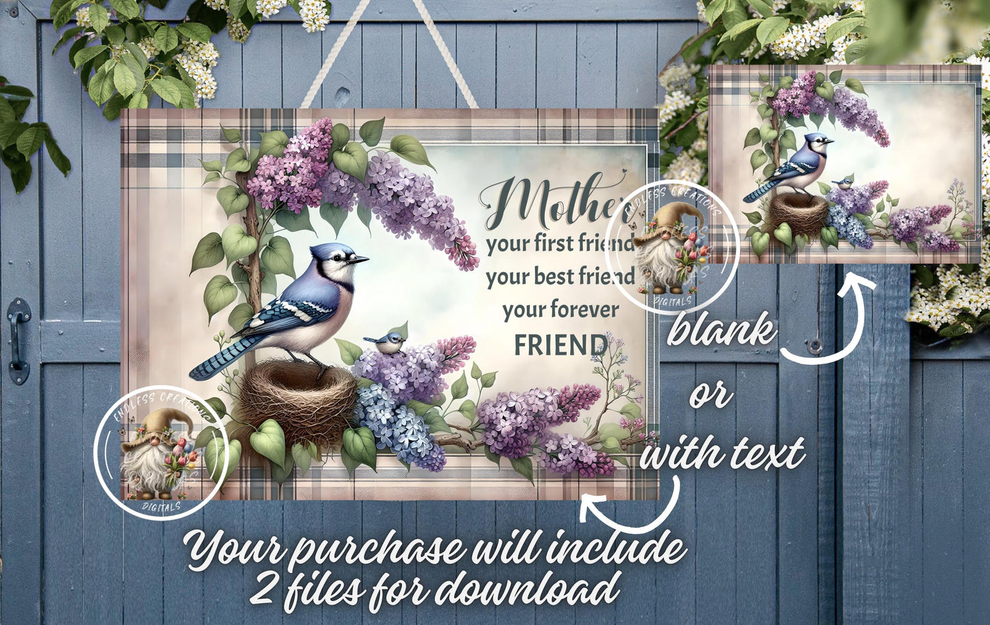 LILACS BLUE JAY MOTHERS DAY RECTANGLE
