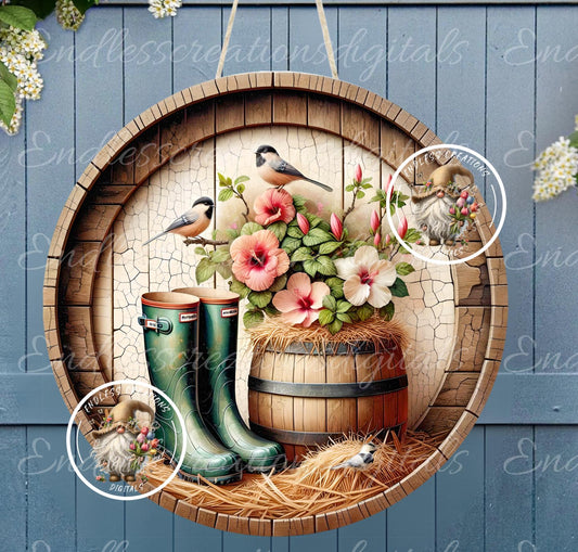 CHICKADEES RAIN BOOTS SPRING/SUMMER FLORAL ROUND