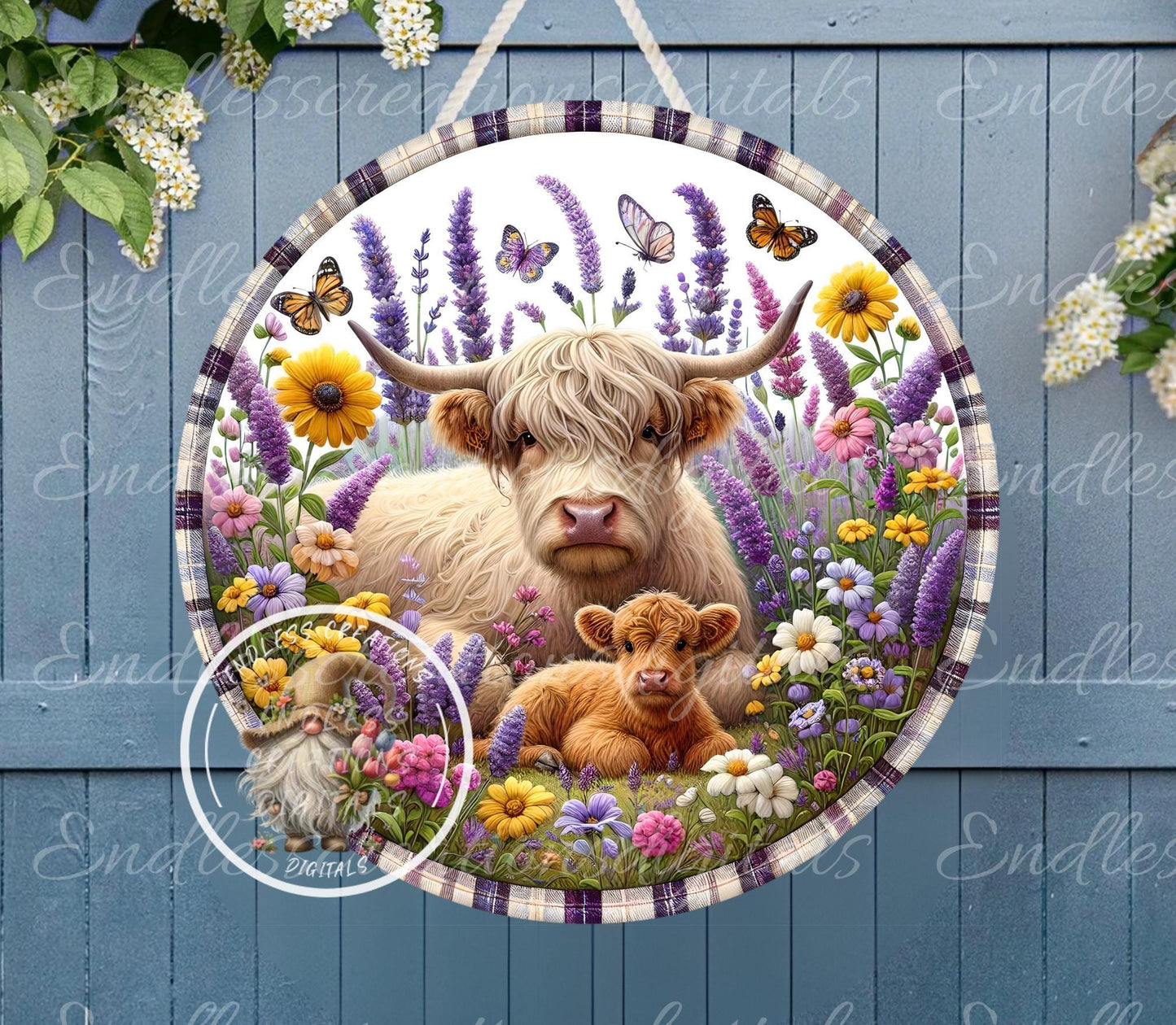 SUMMER FLORAL MOTHER BABY HIGHLAND COWS