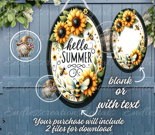 HELLO SUMMER SUNFLOWER OVAL DIGITALS