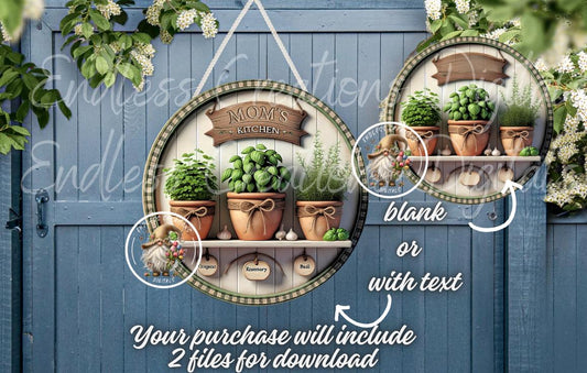 MOM'S KITCHEN ROUND HERB CLAY POT'S MOTHERS DAY