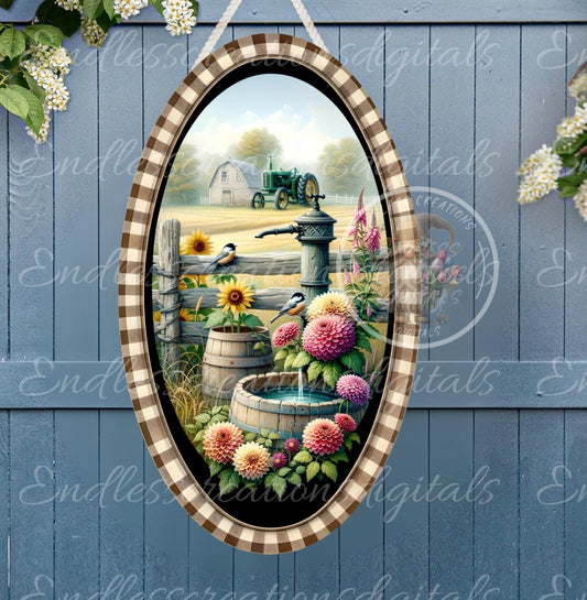 FARM FLORAL TRACTOR OVAL DIGITAL