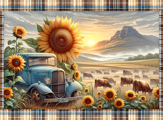 SUNFLOWER BLUE TRUCK Mountains Rectangle