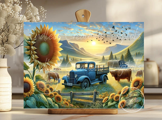 SUNFLOWER BLUE TRUCK Mountains Rectangle