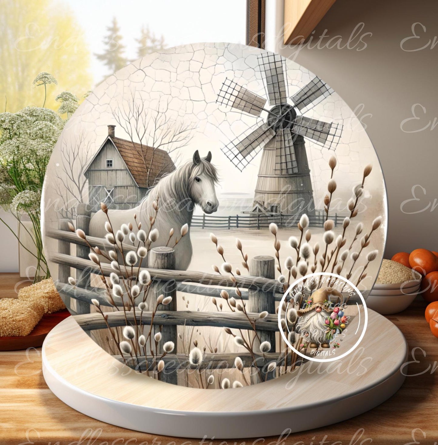 FARMHOUSE HORSE WINDMILL SUMMER ROUND