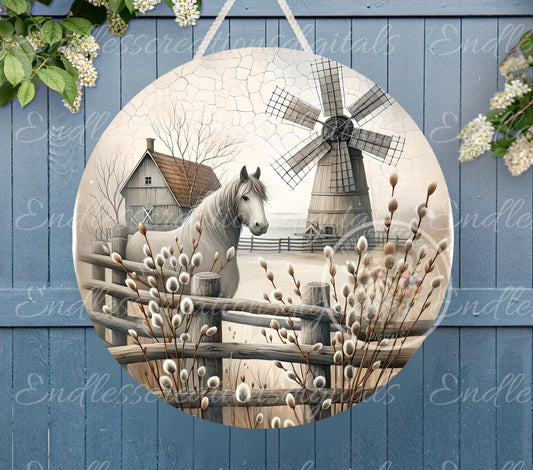 FARMHOUSE HORSE WINDMILL SUMMER ROUND