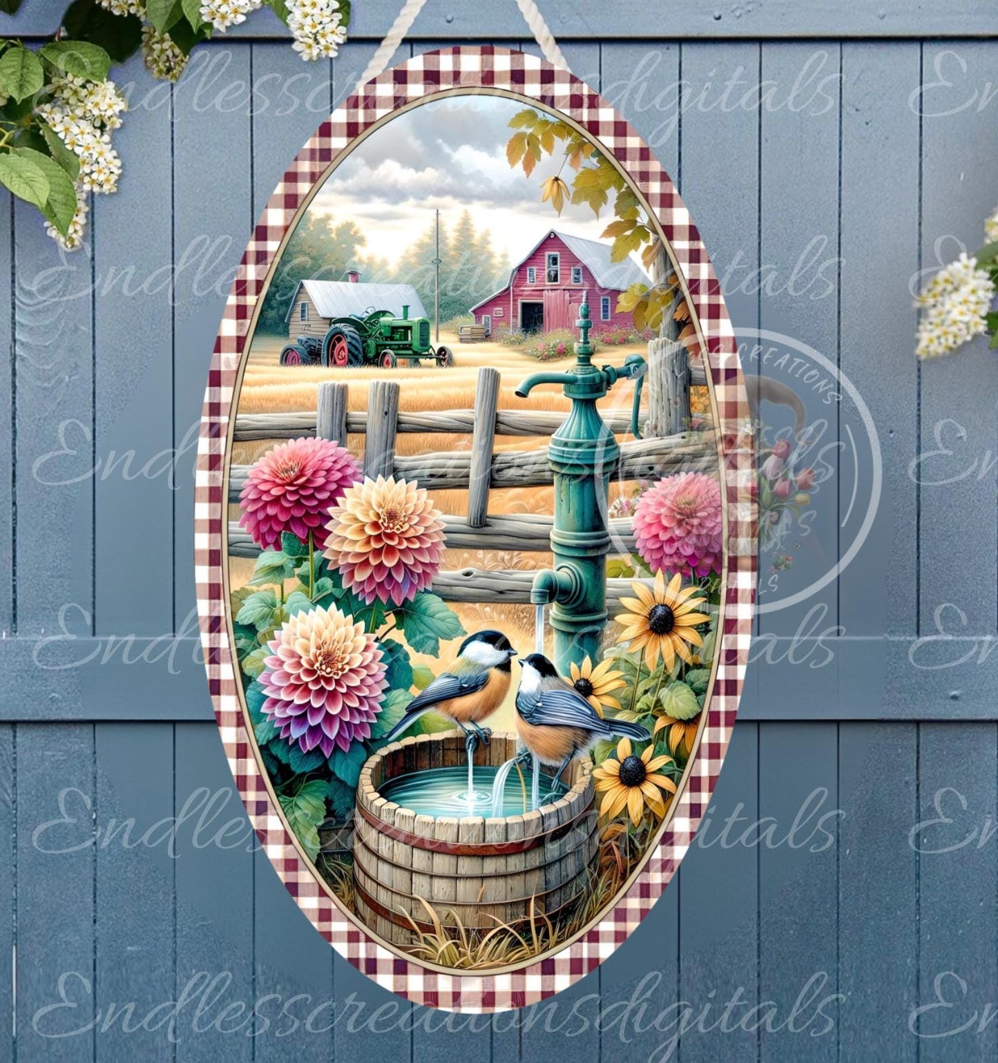 FARM FLORAL TRACTOR OVAL DIGITAL