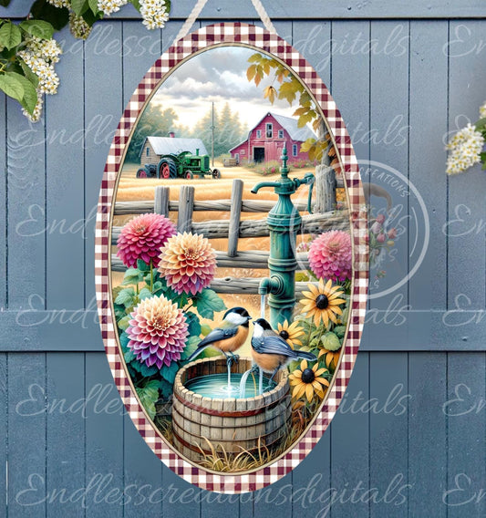 FARM FLORAL TRACTOR OVAL DIGITAL