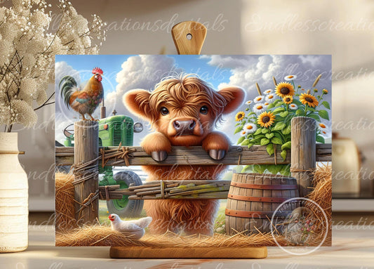 HIGHLAND COW/ROOSTER RECTANGLE