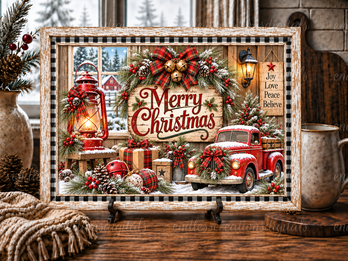 FARMHOUSE CHRISTMAS CUTTING BOARD/SLATE DESIGN