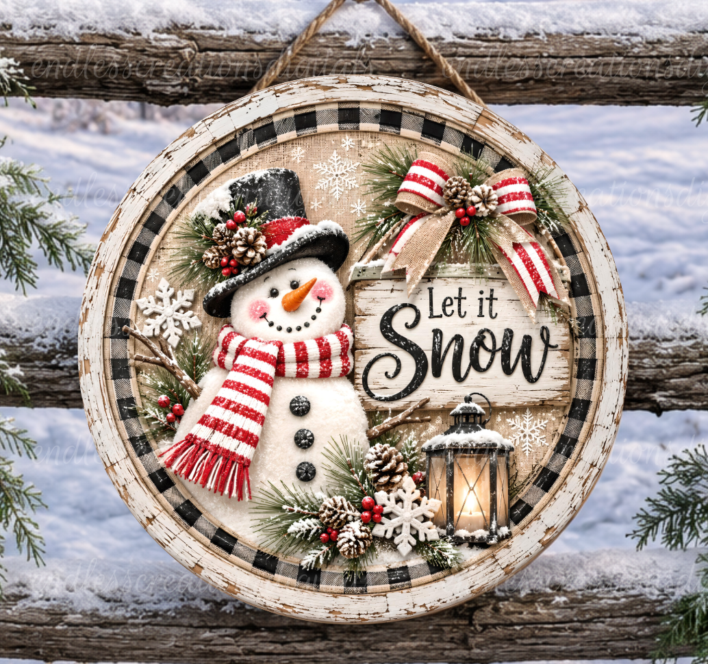NEUTRAL FARMHOUSE LET IT SNOW ROUND ONLY