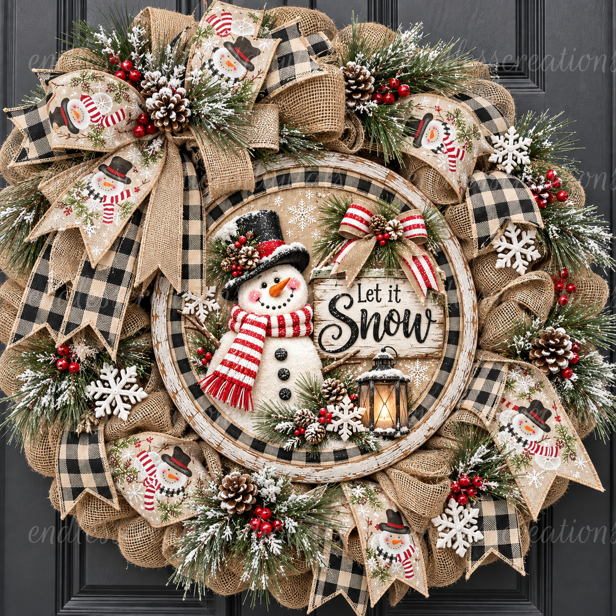 NEUTRAL FARMHOUSE LET IT SNOW ROUND ONLY