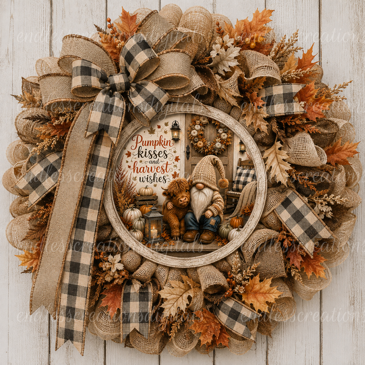 PUMPKIN KISSES GNOME AND HIGHLAND ROUND ONLY