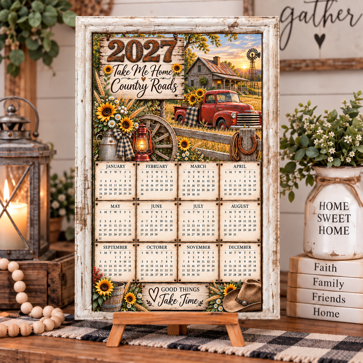 COUNTRY ROADS RED TRUCK CALENDAR