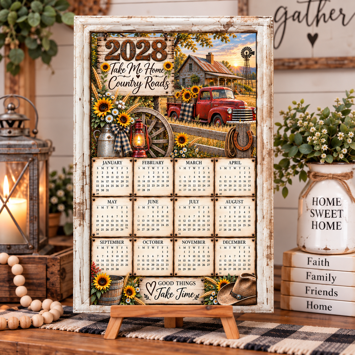 COUNTRY ROADS RED TRUCK CALENDAR