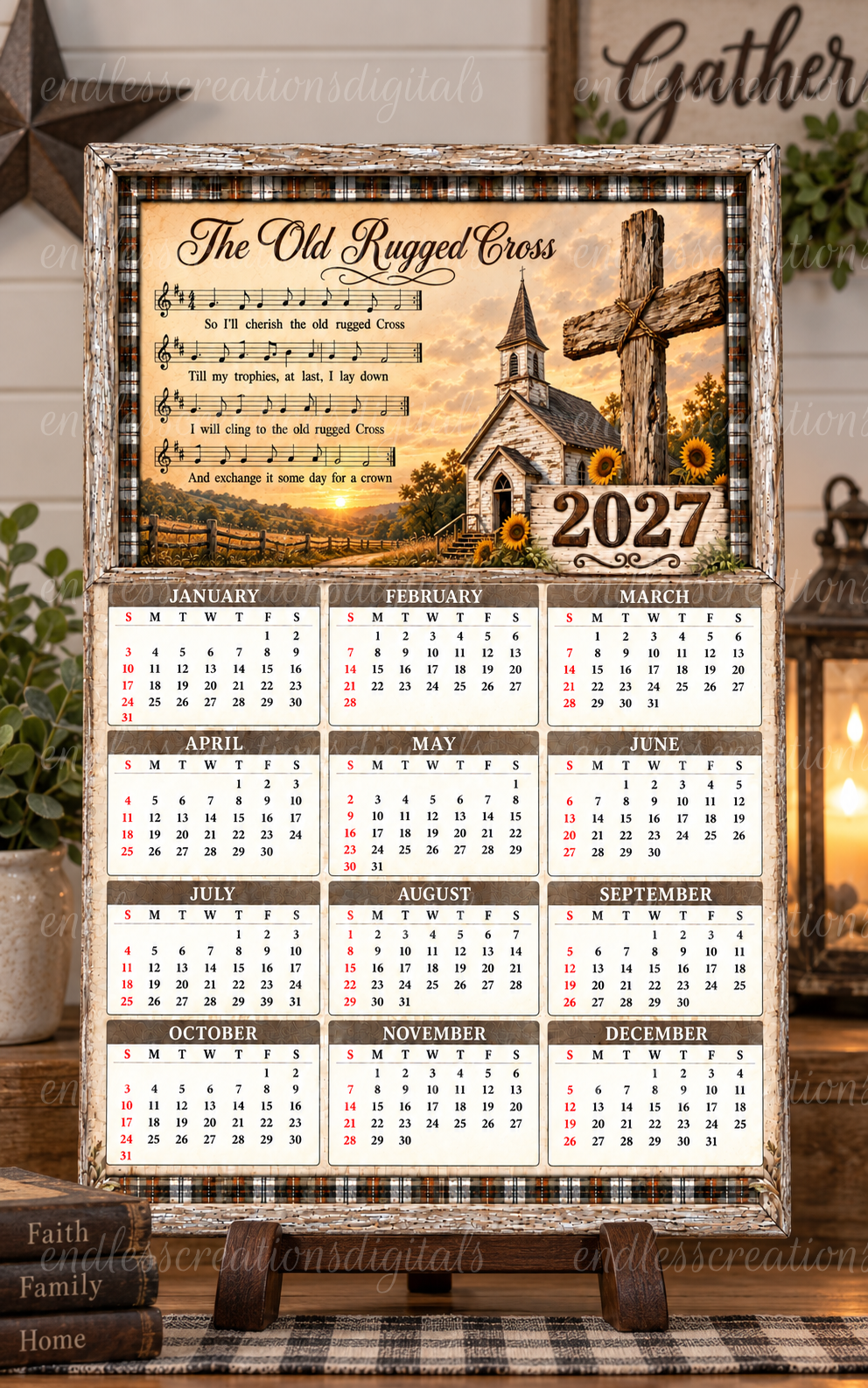 OLD RUGGED CROSS CALENDAR DESIGN