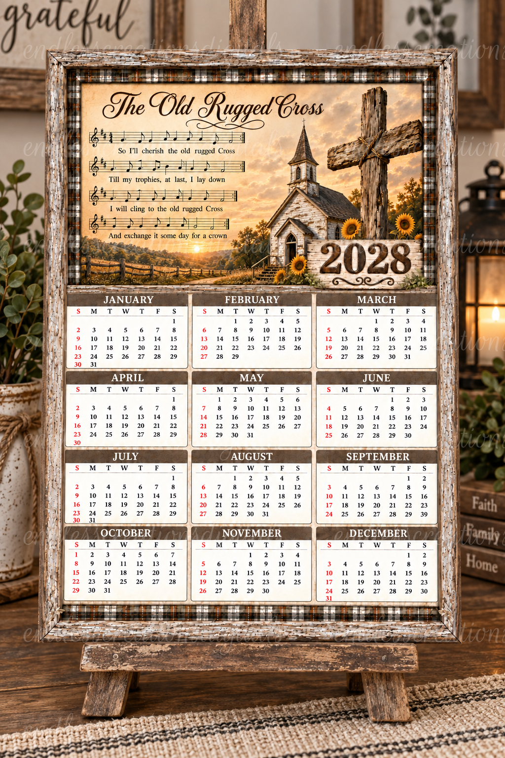 OLD RUGGED CROSS CALENDAR DESIGN