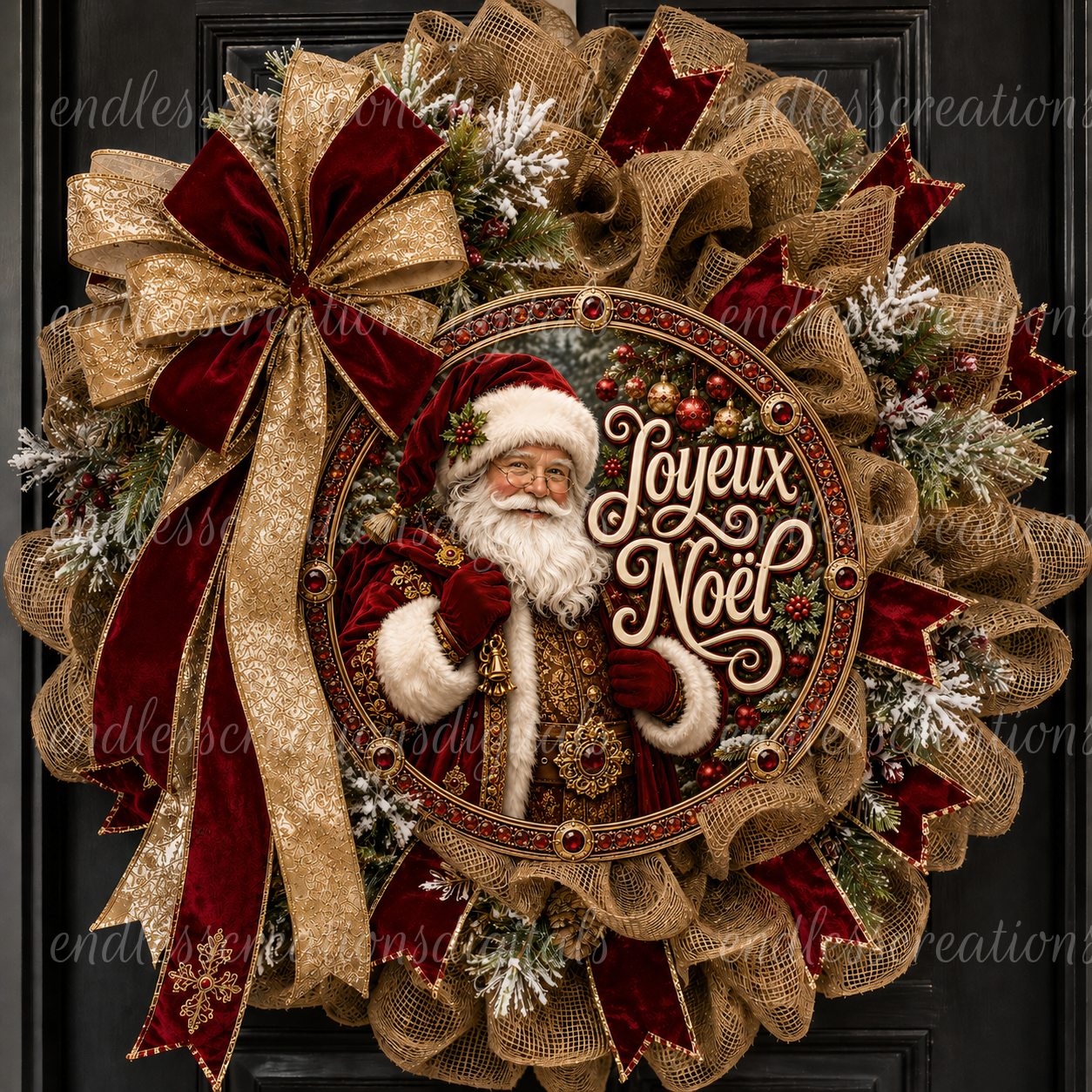 FRENCH VERSION MERRY CHRISTMAS LUXURIOUS SANTA ROUND