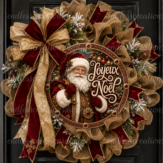 FRENCH VERSION MERRY CHRISTMAS LUXURIOUS SANTA ROUND