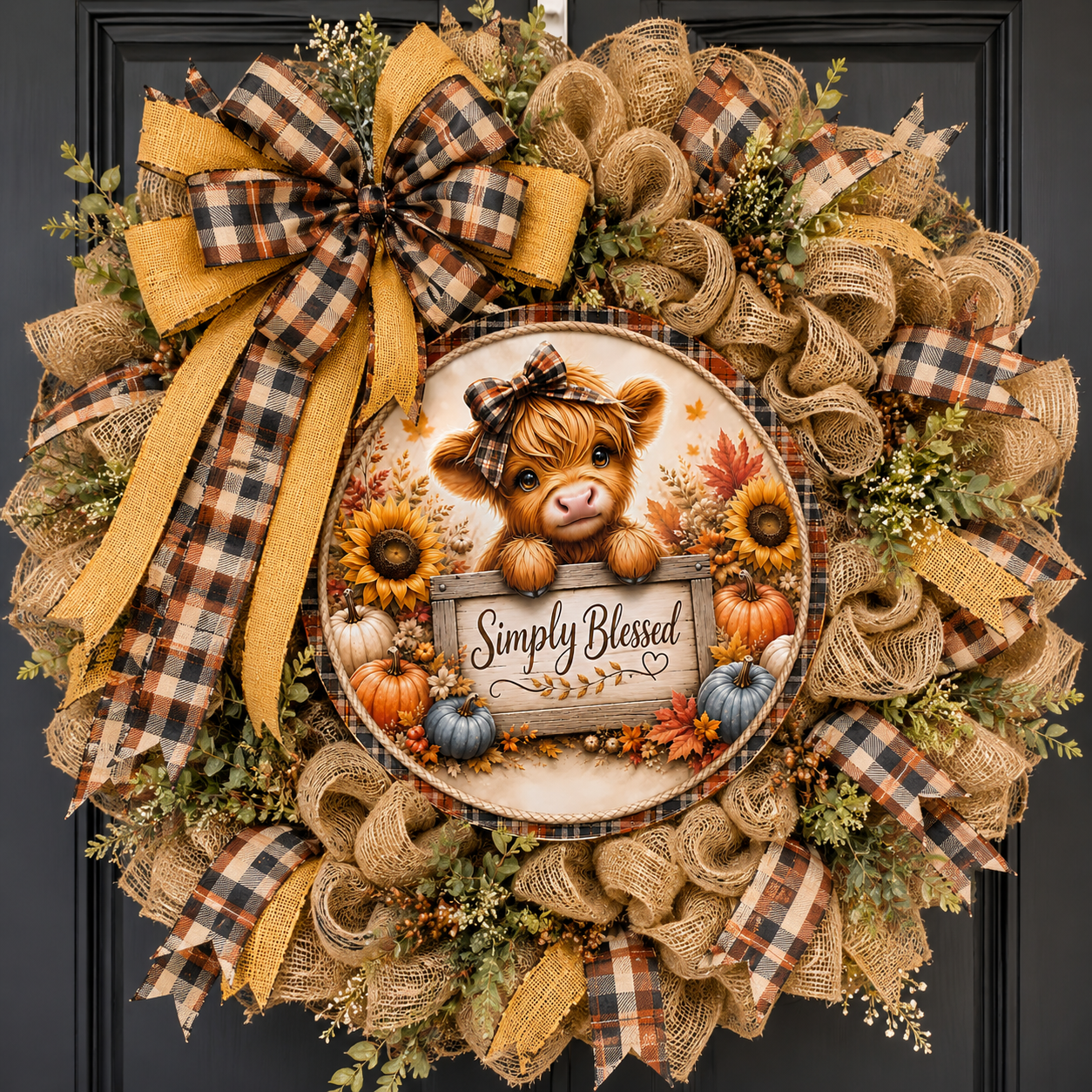 SIMPLY BLESSED HIGHLAND COW ROUND