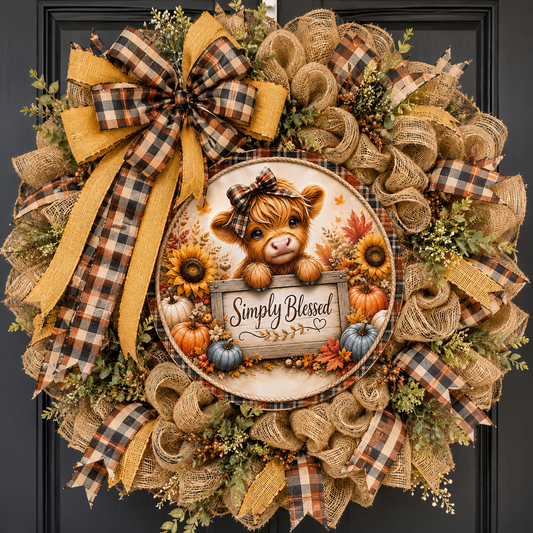 SIMPLY BLESSED HIGHLAND COW ROUND