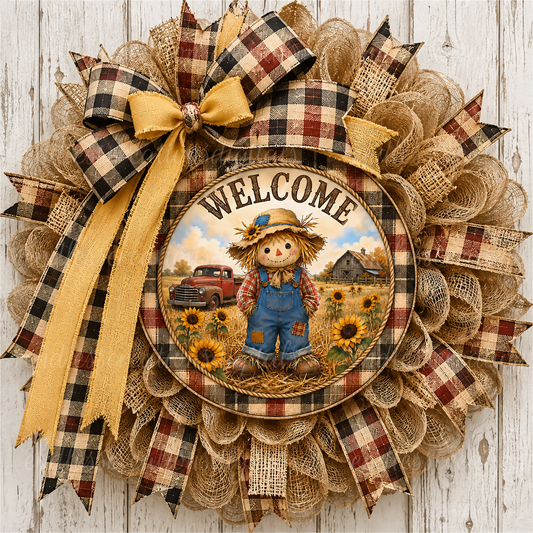 WELCOME FALL SCARECROW ROUND