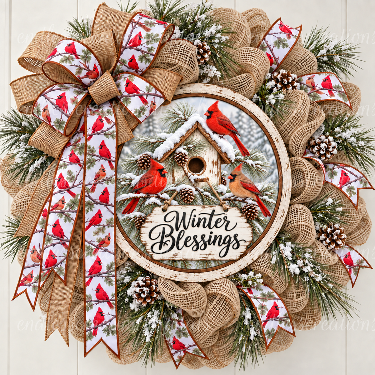 WINTER BLESSINGS CARDINALS ROUND ONLY