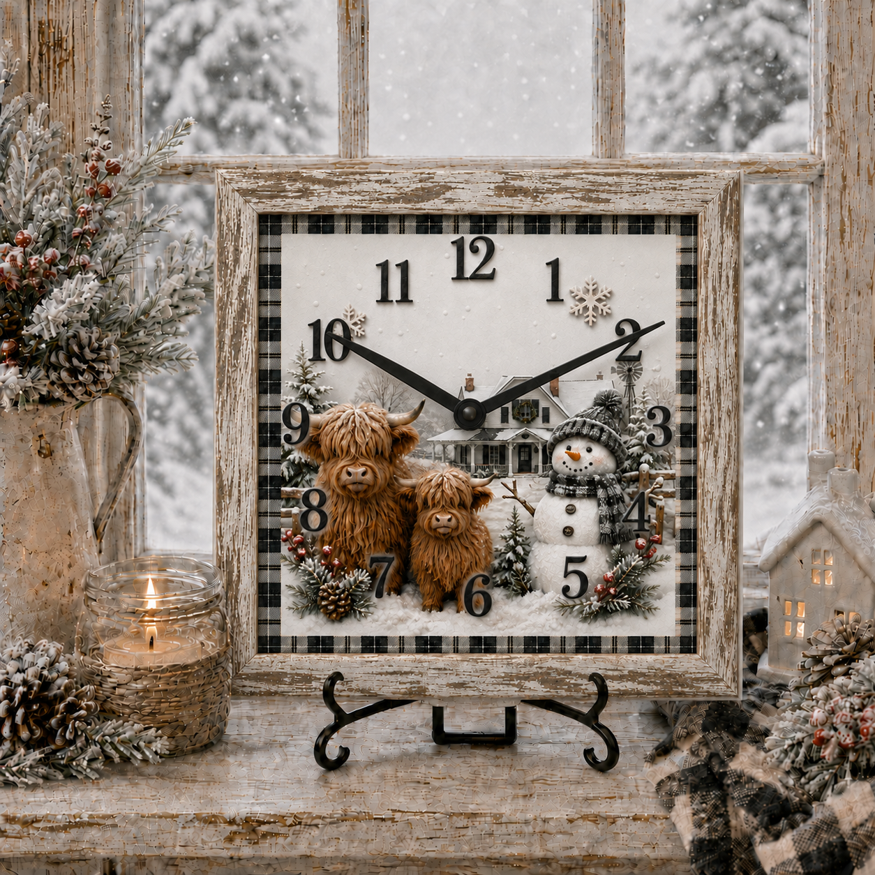 WINTER HIGHLANDS SQUARE CLOCK DESIGN